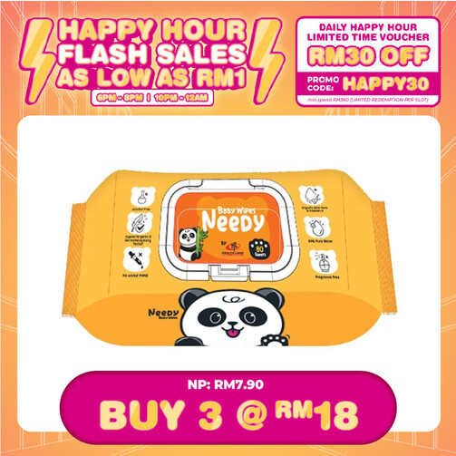 (HAPPY HOUR) NEEDY BABY WIPES FRAGRANCE FREE 80'S